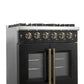 FORNO Galiano 30" 4.32 cu. ft. French Door Gas Range with 5 Sealed Burners in Black with Antique Brass Accents, FFSGS6444-30BLK