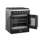 FORNO Galiano 30" 4.32 cu. ft. French Door Gas Range with 5 Sealed Burners in Black with Antique Brass Accents, FFSGS6444-30BLK