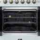 FORNO Galiano 30" 4.32 cu. ft. French Door Gas Range with 5 Sealed Burners in White with Antique Brass Accents, FFSGS6444-30WHT