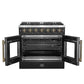 FORNO Galiano 36" 5.36 cu. ft. French Door Gas Range with 6 Sealed Burners in Black with Antique Brass Accents, FFSGS6444-36BLK