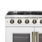 FORNO Galiano 36" 5.36 cu. ft. French Door Gas Range with 6 Sealed Burners in White with Antique Brass Accents, FFSGS6444-36WHT