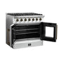 FORNO Galiano 36" 5.36 cu. ft. French Door Gas Range with 6 Sealed Burners in White with Antique Brass Accents, FFSGS6444-36WHT