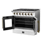 FORNO Galiano 36" 5.36 cu. ft. French Door Gas Range with 6 Sealed Burners in White with Antique Brass Accents, FFSGS6444-36WHT