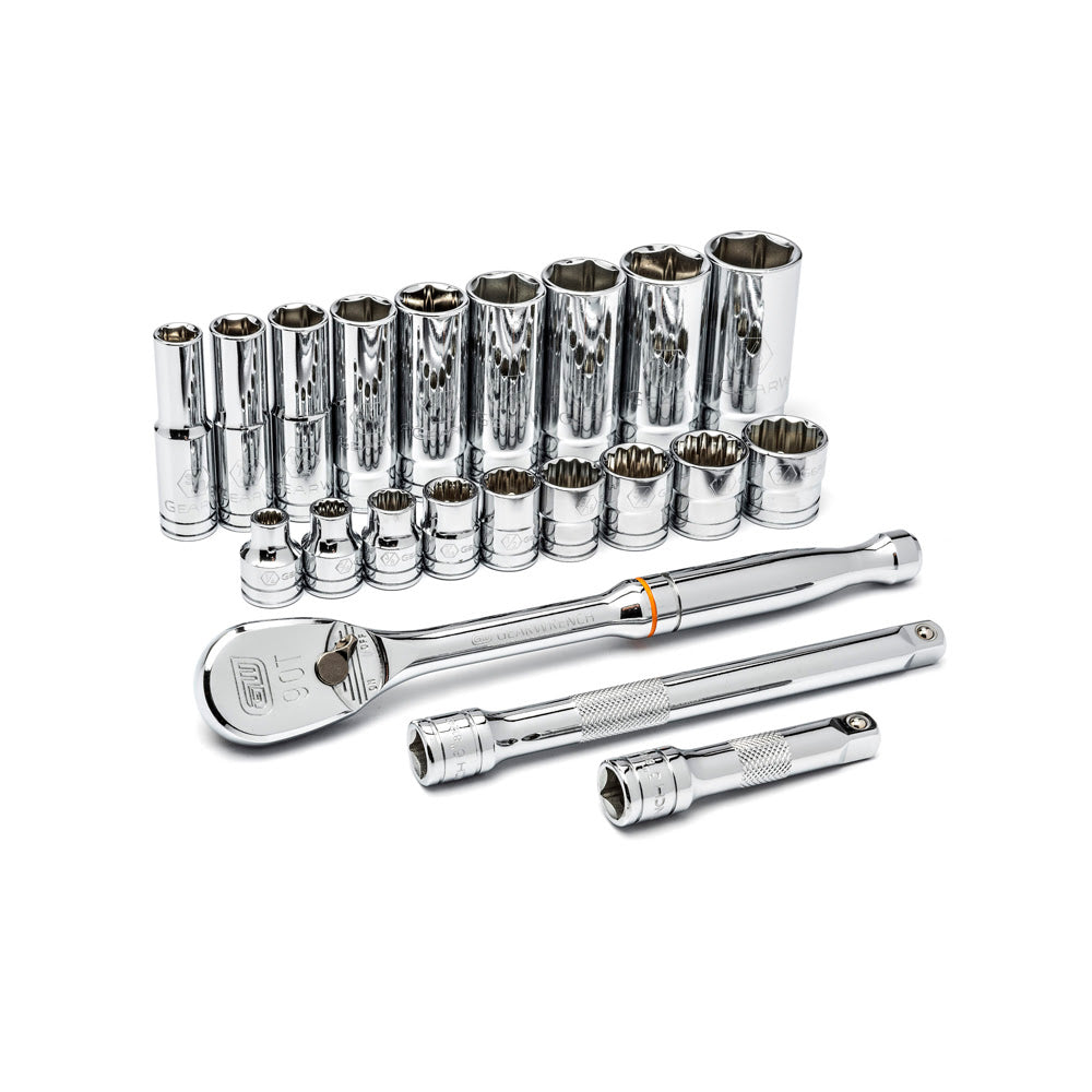 GearWrench 80557 21 Pc. 3/8" Drive 6 & 12 Point Standard & Deep SAE Mechanics Tool Set