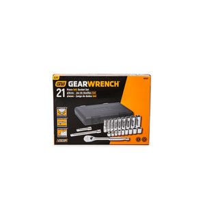 GearWrench 80557 21 Pc. 3/8" Drive 6 & 12 Point Standard & Deep SAE Mechanics Tool Set