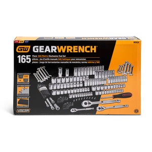 GearWrench 80932 165 Pc. 1/4", 3/8" & 1/2" Drive 6 Point Standard & Deep SAE/Metric Mechanics Tool Set
