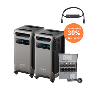 2× Anker SOLIX <b>F3800</b> + Double Power Hub + Home Backup Kit (Transfer Switch + Cable) - NEW