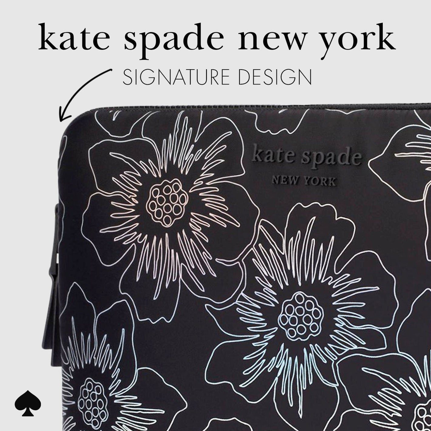 kate spade new york Hollyhock Iridescent Black Puffer Sleeve - Laptop Sleeve 14"