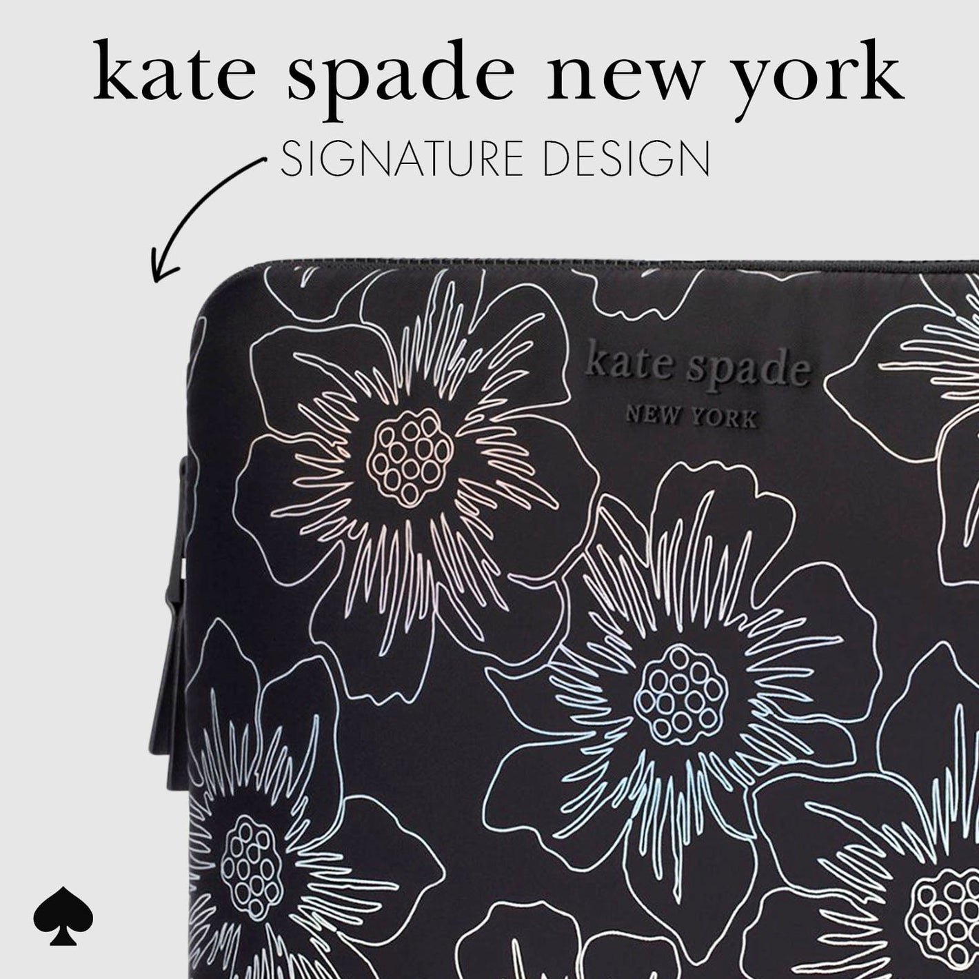 kate spade new york Hollyhock Iridescent Black Puffer Sleeve - Laptop Sleeve 16"