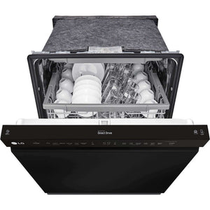 LG 24 in. Front Control Dishwasher with QuadWash and 3rd Rack in Smooth Black (LDFN4542B)