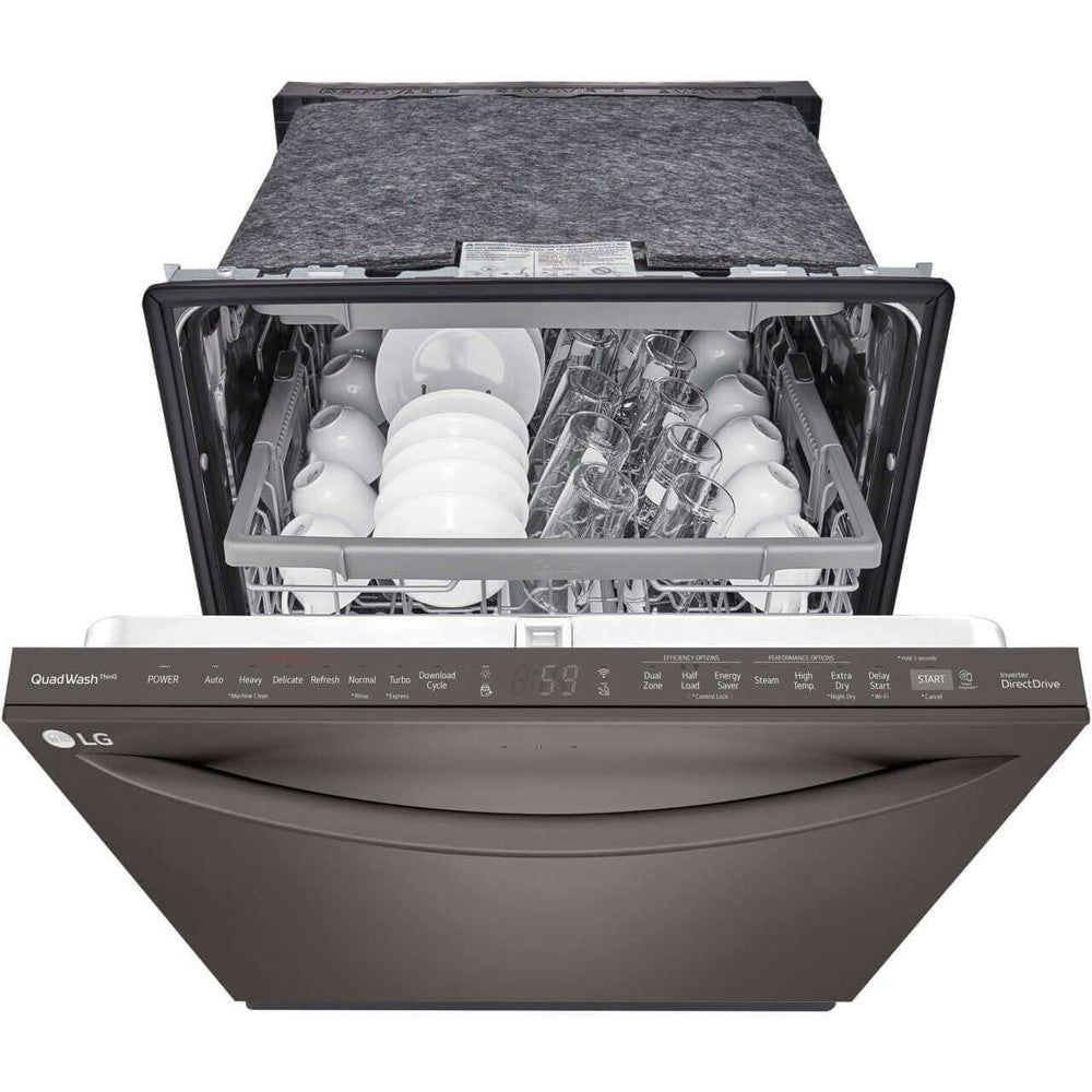 LG 24 in. Top Control Wi-Fi Enabled Dishwasher with TrueSteam and 3rd Rack in Black Stainless Steel (LDTS5552D)