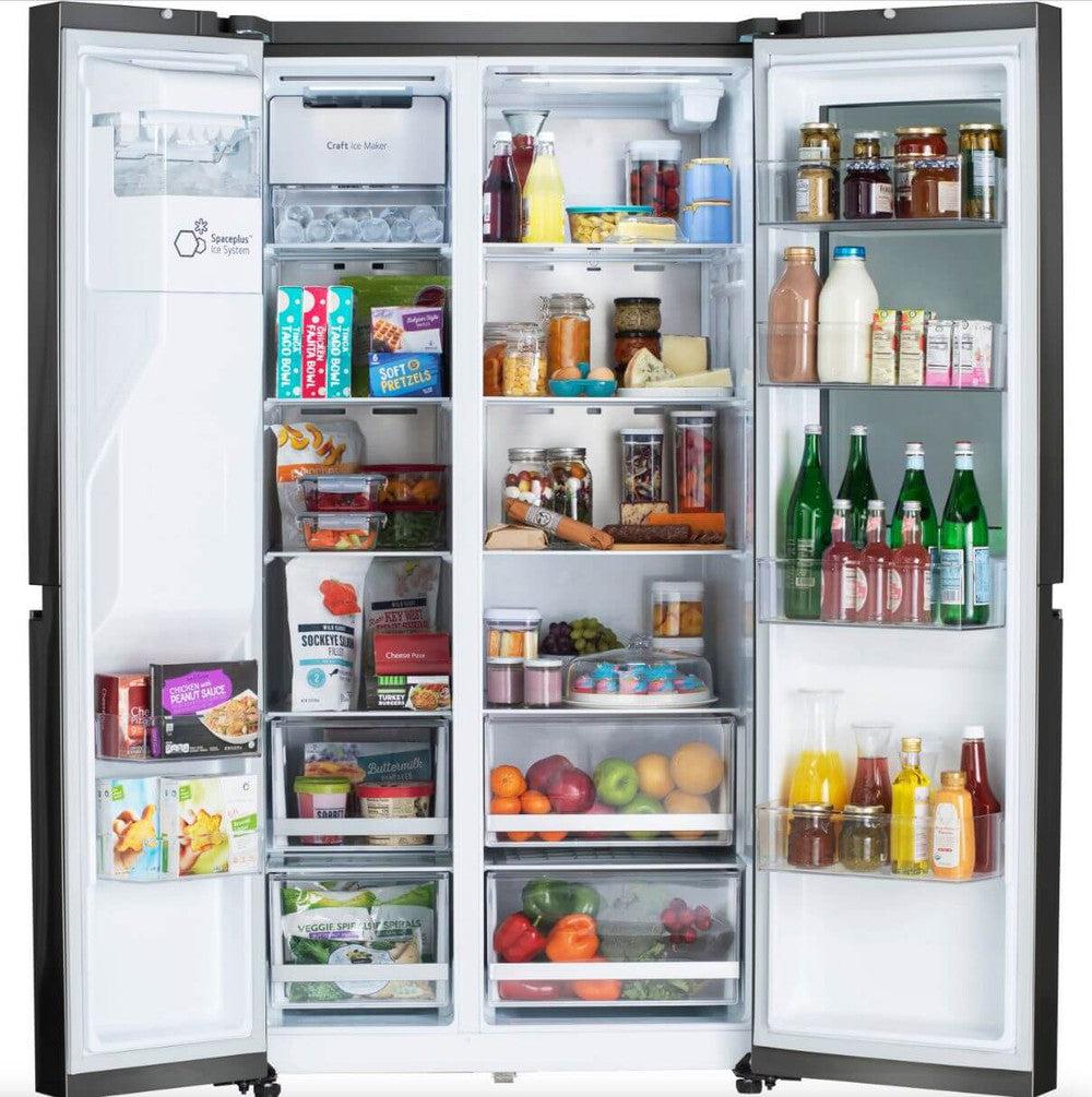 LG 36 in. Side-by-Side InstaView Refrigerator with Craft Ice in Black Stainless 27 Cu. Ft. (LRSOS2706D)