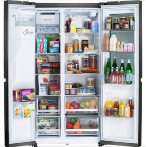 LG 36 in. Side-by-Side InstaView Refrigerator with Craft Ice in Black Stainless 27 Cu. Ft. (LRSOS2706D)