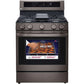 LG 30 in. 5.8-Cu. Ft. Gas Convection Smart Range with AirFry and InstaView, Black Stainless Steel (LRGL5825D)