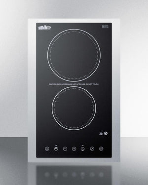 Summit CR2B23T3BTK15 15" Wide 230v 2-burner Radiant Cooktop