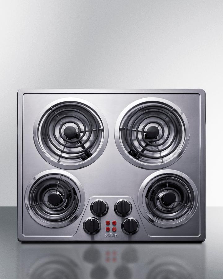 Summit CR4SS24 24" Wide 240v 4-burner Coil Cooktop
