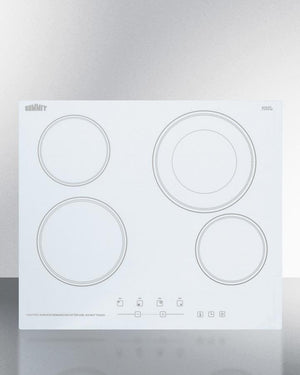 Summit CR4B23T6W 24" Wide 230v 4-burner Radiant Cooktop