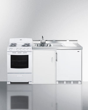 Summit ACK72COILW 72" Wide All-in-one Kitchenette With Electric Coil Range