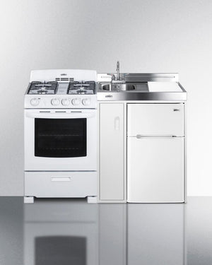 Summit ACK54GASW 54" Wide All-in-one Kitchenette With Gas Range