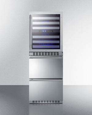 Summit SWCDRF24 24" Wide Combination Dual-zone Wine Cellar and 2-drawer Refrigerator-freezer