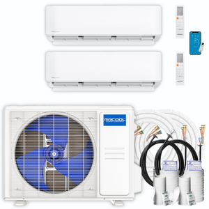 MRCOOL DIY 4th Gen 2 Zone-18,000 BTU Outdoor Unit 21 SEER2 (9K+12K) Ductless Mini Split and Heat Pump with 16ft. Install Kit.