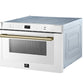FORNO Espresso Capoliveri 24" 1.2 cu. ft. Built-In Microwave Drawer in White with Antique Brass Handles, FMWDR3000-24WHT