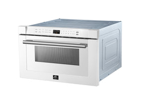 FORNO Espresso Capoliveri 24" 1.2 cu. ft. Built-In Microwave Drawer in White with Silver Handles, FMWDR3000-24WHT