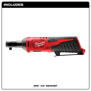 Milwaukee 2456-20 M12™ Cordless 1/4" Ratchet, Bare Tool