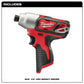Milwaukee 2462-20 M12 1/4”  Hex Impact Driver, Bare Tool