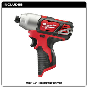 Milwaukee 2462-20 M12 1/4”  Hex Impact Driver, Bare Tool