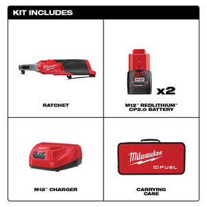 Milwaukee 2567-22 M12 FUEL™ 3/8" High Speed Ratchet Kit