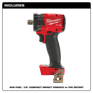Milwaukee  2855P-20 M18 FUEL™ 1/2" Compact Impact Wrench w/ Pin Detent, Bare Tool