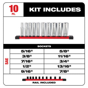 Milwaukee  48-22-9405 3/8" Drive 10pc Deep Well Socket Set - SAE