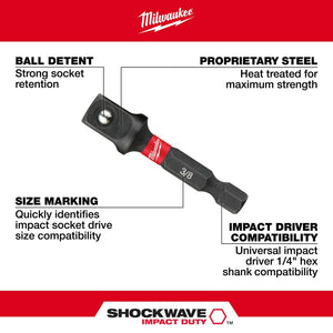 Milwaukee 48-32-5031 SHOCKWAVE 3/8" Impact Socket Adapter