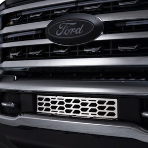Polished SS Punch Design Bumper Grille Inserts 23-24 Ford F-350 F-250