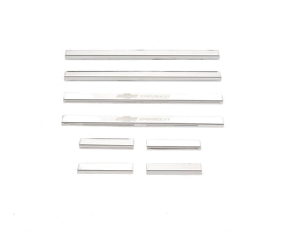 8pcs Stainless Steel Door Sills 14-19 Chevy Silverado GMC Sierra 1500 2500 3500 HD