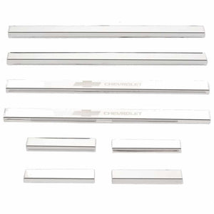 8pcs Stainless Steel Door Sills 14-19 Chevy Silverado GMC Sierra 1500 2500 3500 HD