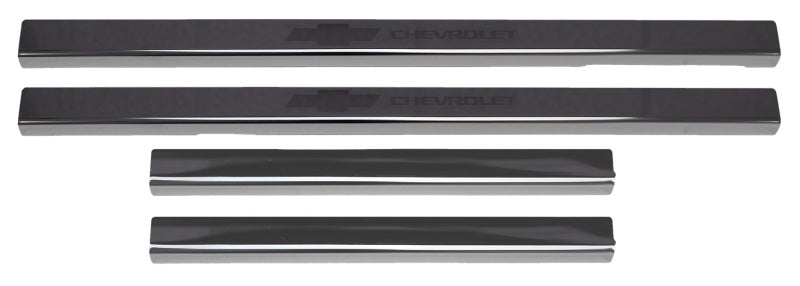 4pcs Black Platinum Door Sills 19-25 Chevy Silverado 1500 2500 3500 HD