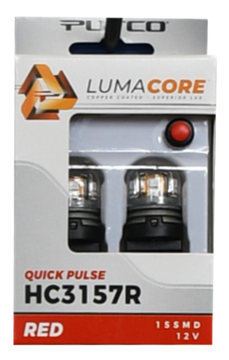 Pair LumaCore 3157 Red x3 Strobe w/ Bright Stop Universal