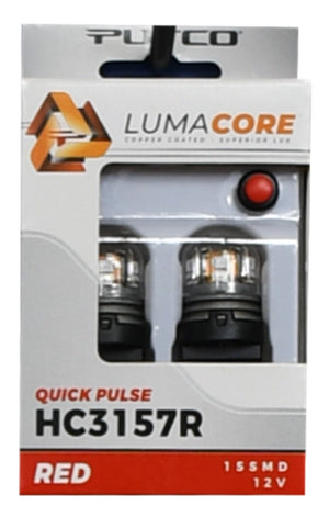 Pair LumaCore 3157 Red x3 Strobe w/ Bright Stop Universal