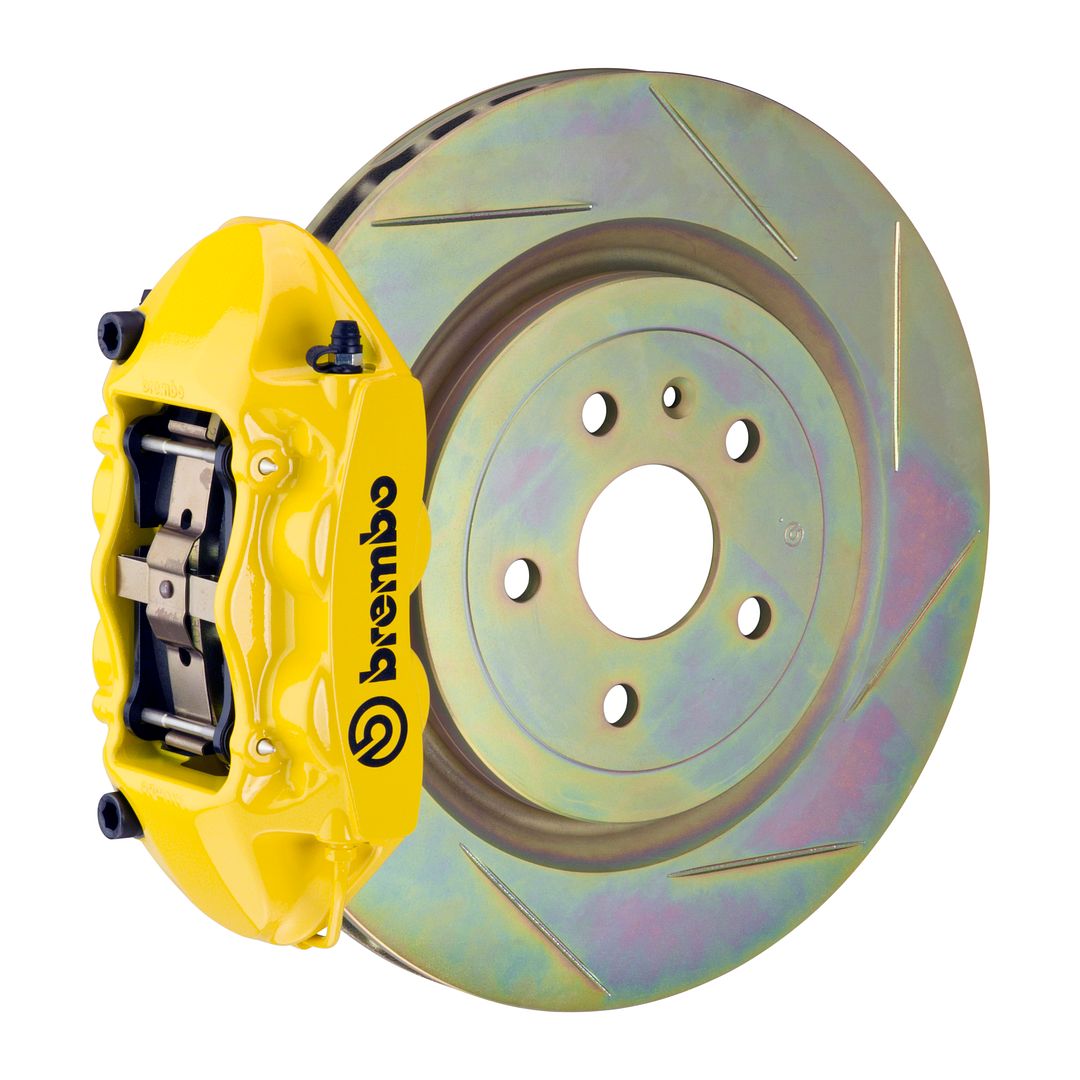 Brembo REAR GT Big Brake BBK 4piston Yellow 365x28 Slot Disc Camaro V6 10-14