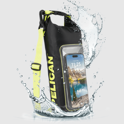 Pelican Marine Waterproof 2L Dry Bag (Black/Hi Vis Yellow) - Phone Pouch