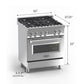 ZLINE 36 in. 4.6 cu. ft. Legacy Dual Fuel Range with 6 Burner Gas Cooktop and Electric Convection Oven in DuraSnow® Stainless Steel and Red Gloss Door (RAS-RG-36)
