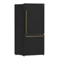 FORNO Espresso Milano 31" 17.2 cu. ft. Refrigerator and Bottom Freezer in Black with Antique Brass Handles, FFFFD1785-31BLK
