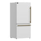 FORNO Espresso Milano 31" 17.2 cu. ft. Refrigerator and Bottom Freezer with Ice Maker in White and Antique Brass Handles