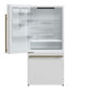 FORNO Espresso Milano 31" 17.2 cu. ft. Refrigerator and Bottom Freezer with Ice Maker in White and Antique Brass Handles