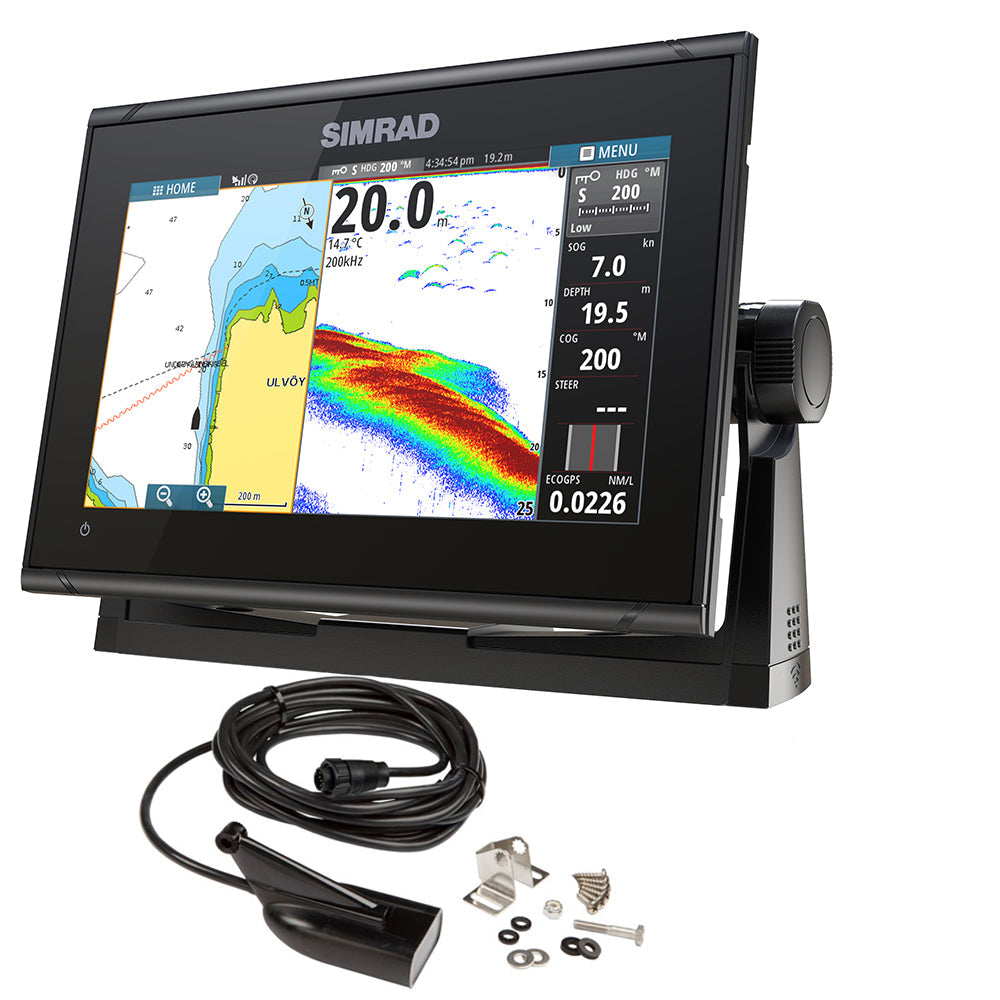Simrad GO9 XSE Chartplotter/Fishfinder, with MED/HI DownScan Transom Mount Transducer - C-MAP Discover Chart