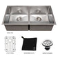 ZLINE Anton 36 in. Undermount Double Bowl Scratch Resistant Stainless Steel Kitchen Sink with Bottom Grid (SR50D-36S)