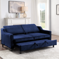 Adelia Navy  Velvet Convertible Studio Sofa with Pull-out Bed