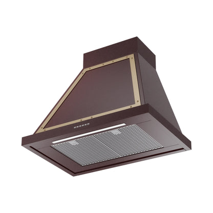 ILVE Nostalgie II 30-Inch 600 CFM Wall Mounted Range Hood in Burgundy with Brass Trim (UANB30BUG)